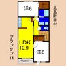 プランタン14 2LDKの間取り