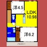 ピース　リベルタ　川内北原 2LDKの間取り