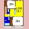 ピース　リベルタ　川内北原 2LDKの間取り