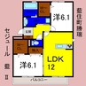 セジュール藍Ⅱ 2LDKの間取り