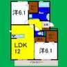 セジュール藍Ⅱ 2LDKの間取り