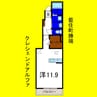 クレシェンドアルファ 1Kの間取り