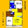 アヴニール優Ⅱ 2LDKの間取り
