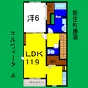 エルヴィータＡ 1LDKの間取り