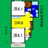 レイナⅠ 2DKの間取り