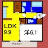 アムール21Ｆ 1LDKの間取り