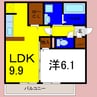 アムール21Ｆ 1LDKの間取り