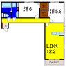 アムール21Ｆ 2LDKの間取り