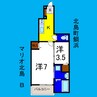 マリオ北島Ｂ 1Kの間取り