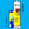 マリオ北島Ｂ 1LDKの間取り