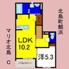 マリオ北島Ｃ 1LDKの間取り