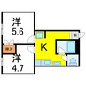 ひかりBLD 2Kの間取り