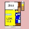 ピーススクエア笹木野B棟 1LDKの間取り