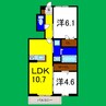 オリエンタルコート北島 2LDKの間取り