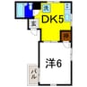 スカイハイツⅢ 1DKの間取り