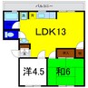 グランヴェール名東 2LDKの間取り