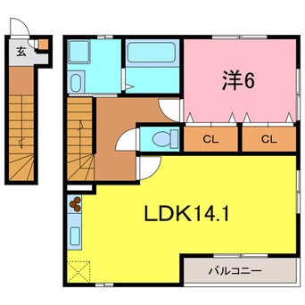 間取図 アンプルール　リーブル　パピオンA