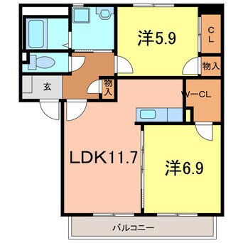 間取図 リバーサイド一ツ木