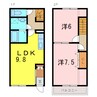 Maisonette松坂　Ｂ 2LDKの間取り