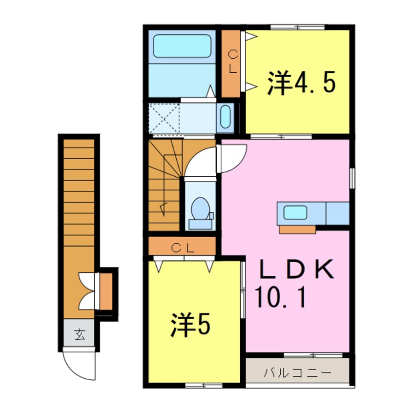 間取図 名鉄名古屋本線/矢作橋駅 徒歩16分 2階 築2年