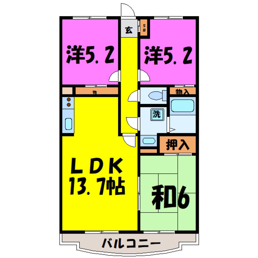 間取図 サンライズマンション（熊谷市別府）