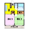 総和ハイツ６（熊谷市弥生） 2Kの間取り
