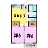 グランフォーリスト（熊谷市上之） 2DKの間取り