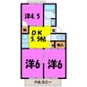 コスモハイツ（熊谷市大原） 3DKの間取り