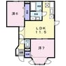 クーバーインウエストAB（行田市持田） 2LDKの間取り