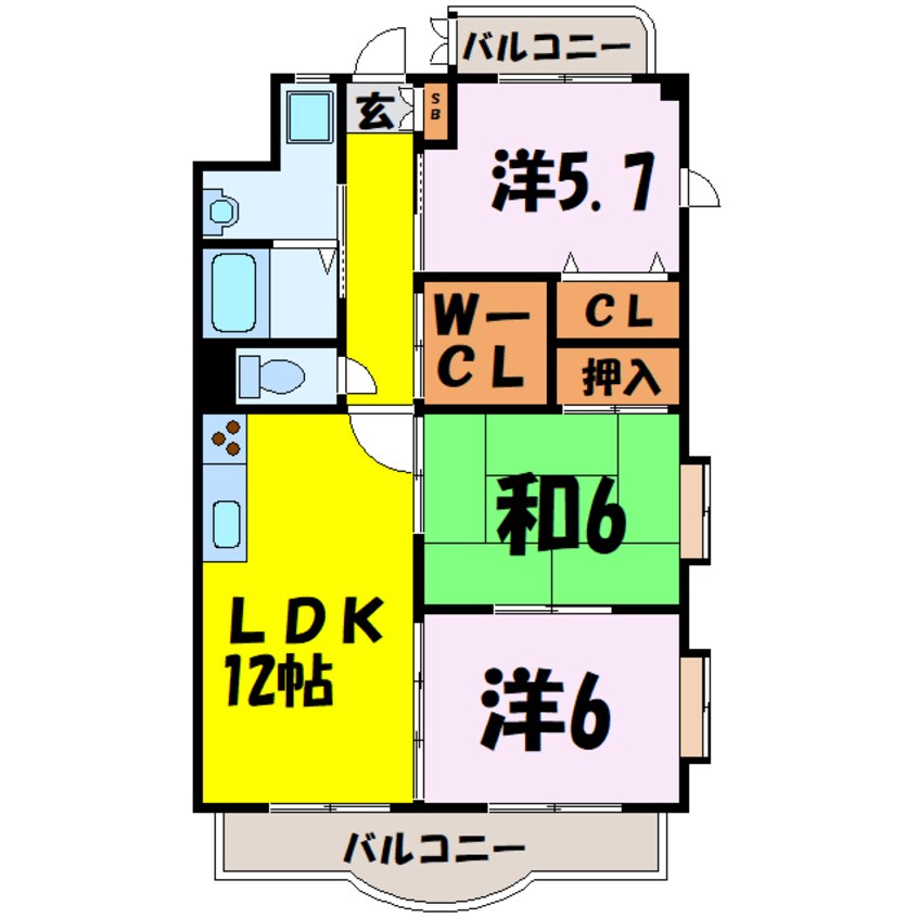 間取図 バルパレーツインⅠ・Ⅱ（熊谷市大原）