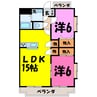 バルパレー城西（行田市城西） 2LDKの間取り