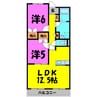 ビューシティー2000（熊谷市高柳） 2LDKの間取り