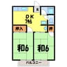 シティハイムコスモス（熊谷市村岡） 2DKの間取り