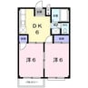 エルディム・本丸（行田市本丸） 2DKの間取り