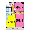 ボヌール　(行田市宮本) 2DKの間取り