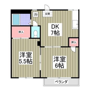 間取図 コーポ金子C棟（行田市門井町）