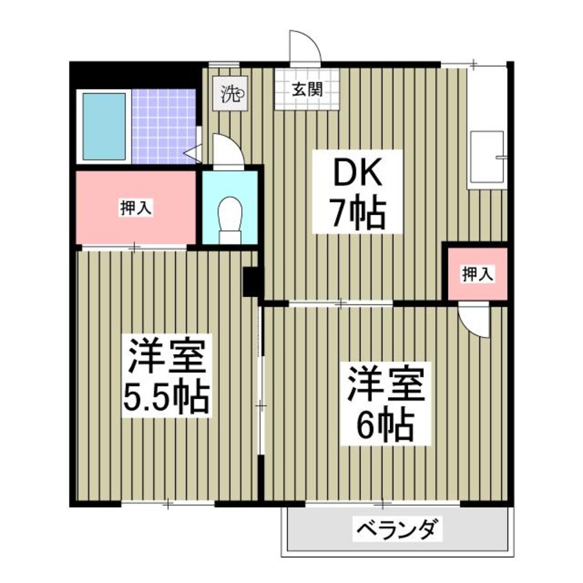 間取図 コーポ金子C棟（行田市門井町）