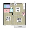 コーポ金子C棟（行田市門井町） 2DKの間取り