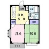 エルディム．カメリア （深谷市上柴町西） 2DKの間取り