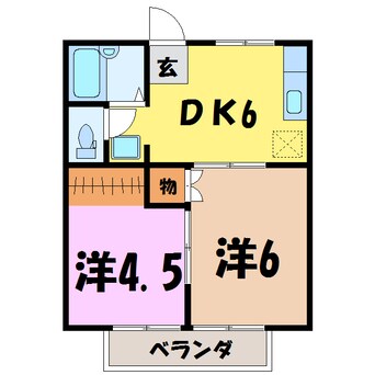 間取図 ヘリテイジ城西A（行田市城西）