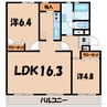 熊谷団地17号棟　2階 2LDKの間取り