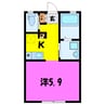 Luan本町Ⅱ（熊谷市本町） 1Kの間取り