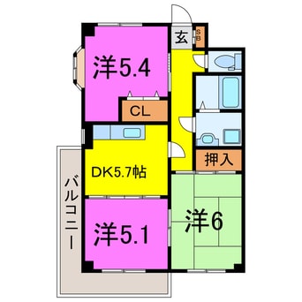 間取図 Ｔハイツ（行田市谷郷）