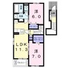 エイト・フラットⅡ（熊谷市新堀） 2LDKの間取り