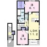 フルール・ド・ポム（深谷市岡） 2LDKの間取り