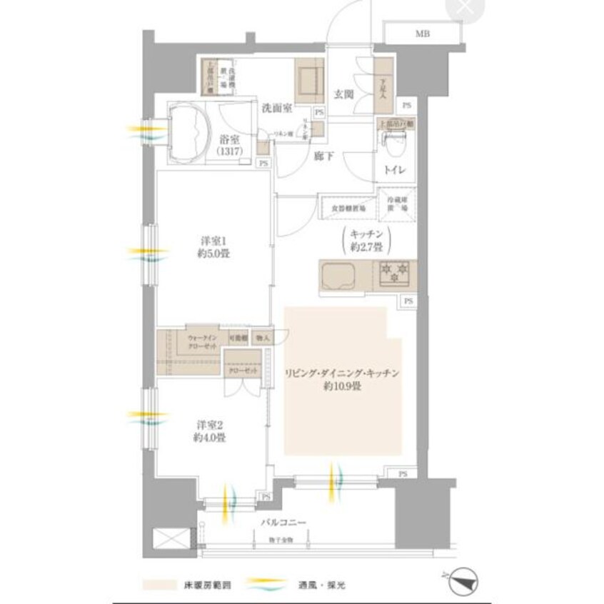 間取図 ウィルレーナ日本橋三越前（中央区日本橋小舟町）