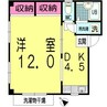ポノポノ熊谷 1DKの間取り