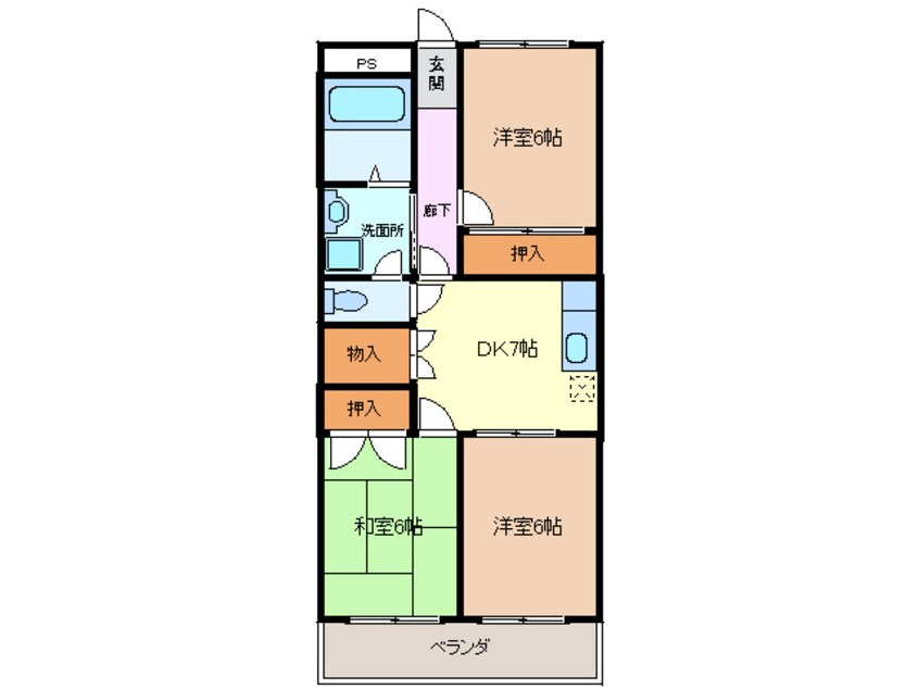 間取図 名鉄津島線･尾西線（須ケ口-弥富）/甚目寺駅 徒歩14分 3階 築30年