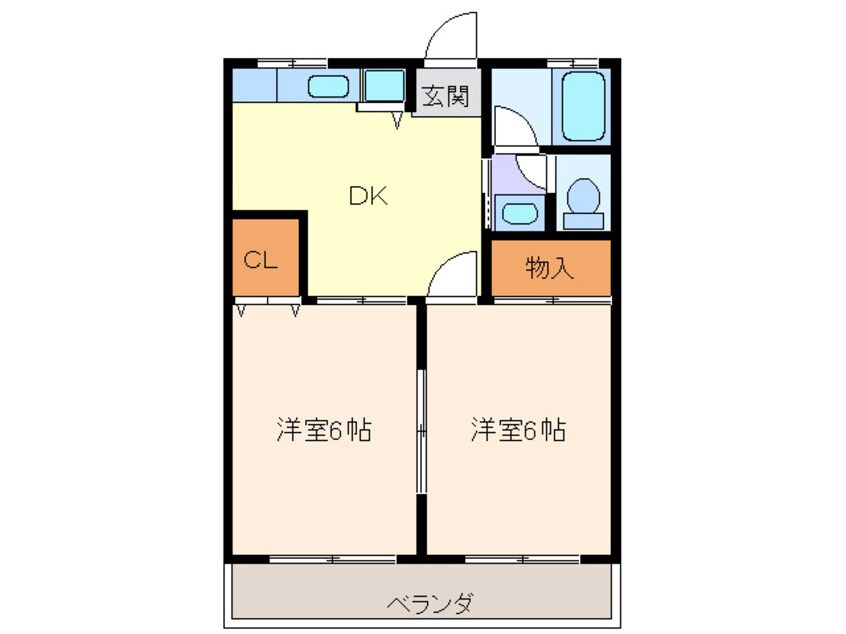 間取図 名鉄津島線･尾西線（須ケ口-弥富）/甚目寺駅 徒歩12分 2階 築26年