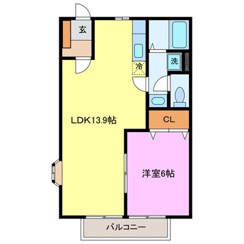 間取図 東海道本線/清洲駅 徒歩16分 1階 築32年